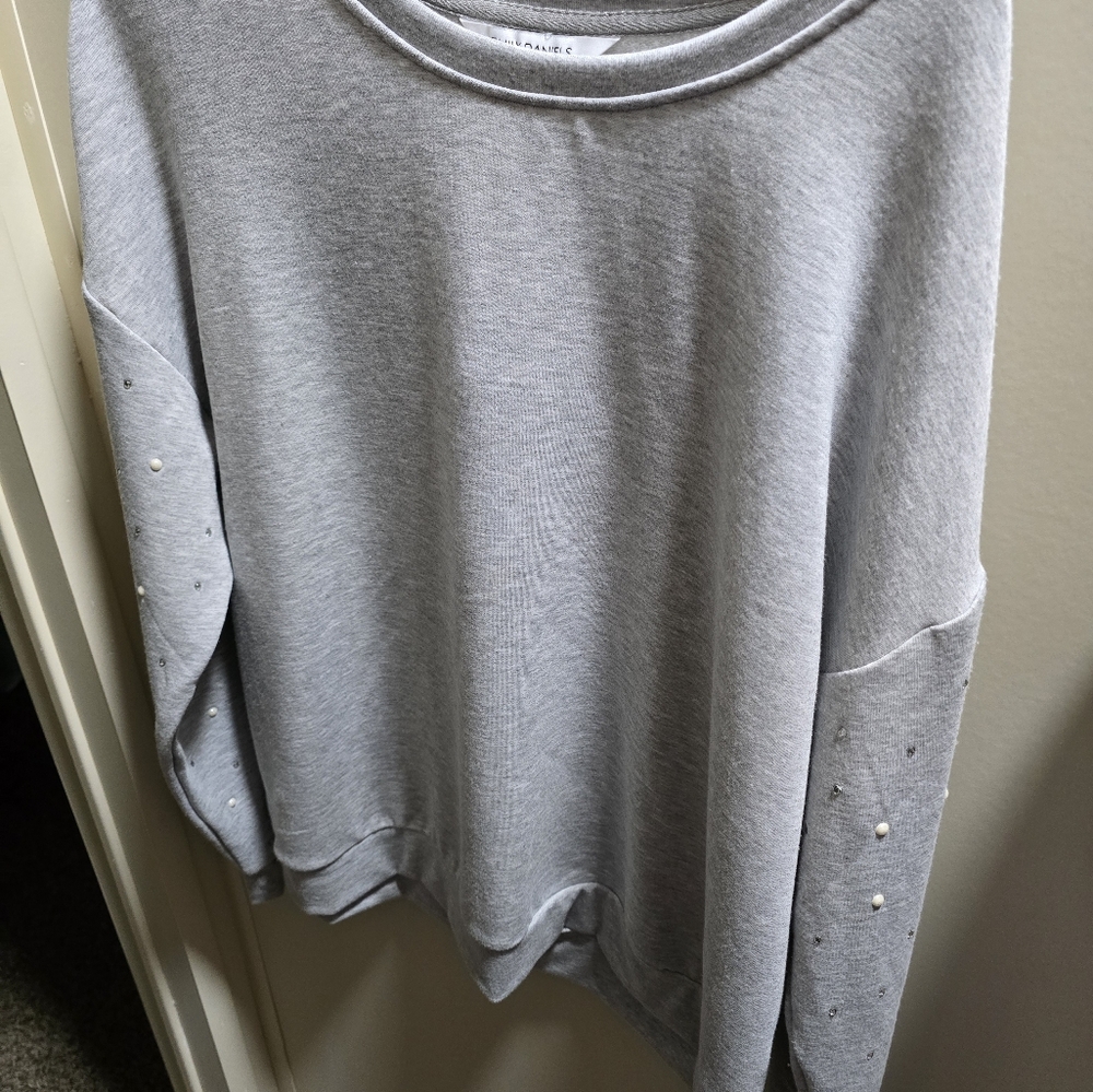 Bling sweatshirt with pearls and crystals. Very soft and cozy.
